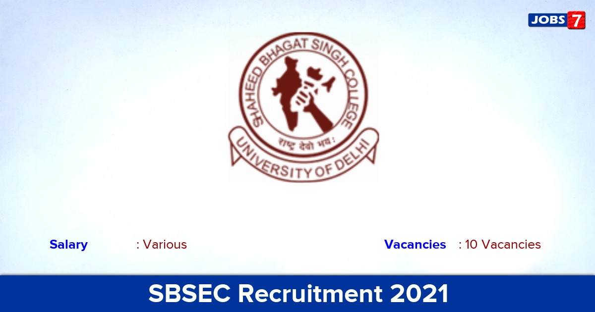 SBSEC Recruitment 2021 - Apply Online for 10 Research Assistant Vacancies