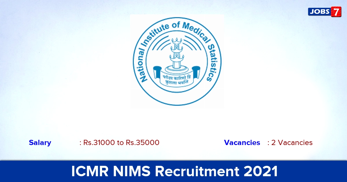 ICMR NIMS Recruitment 2021 - Apply Online for DEO, SRF Jobs