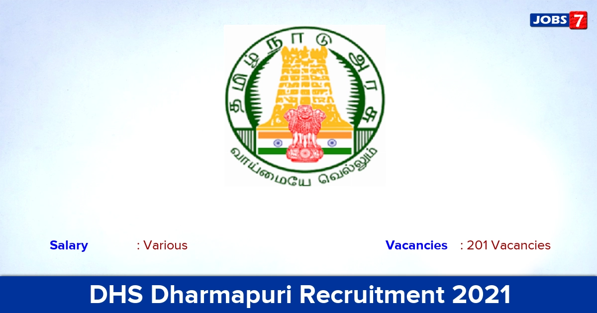 DHS Dharmapuri Recruitment 2021 - Apply Offline for 201 MPHW, MLHP Vacancies