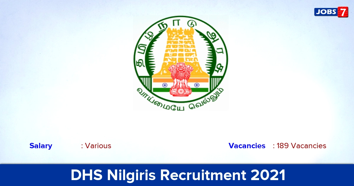 DHS Nilgiris Recruitment 2021 - Apply Offline for 189 MPHW, MLHP Vacancies