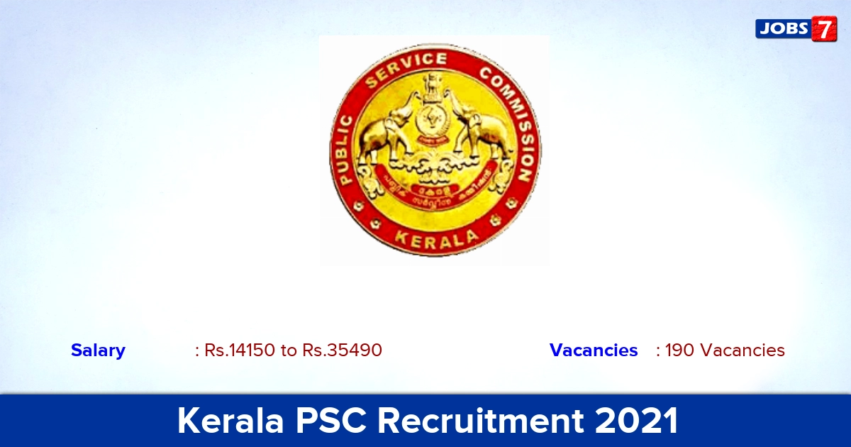 Kerala PSC Recruitment 2021 - Apply Online for 190 Clerk, Engineer Vacancies Kerala PSC Recruitment 2021 - Apply Online for 190 Clerk, Engineer Vacancies