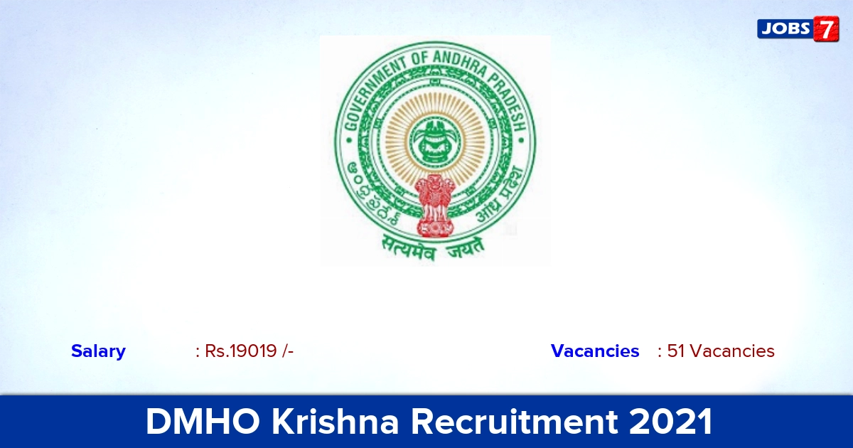 DMHO Krishna Recruitment 2021 - Apply Offline for 51 Pharmacist Vacancies