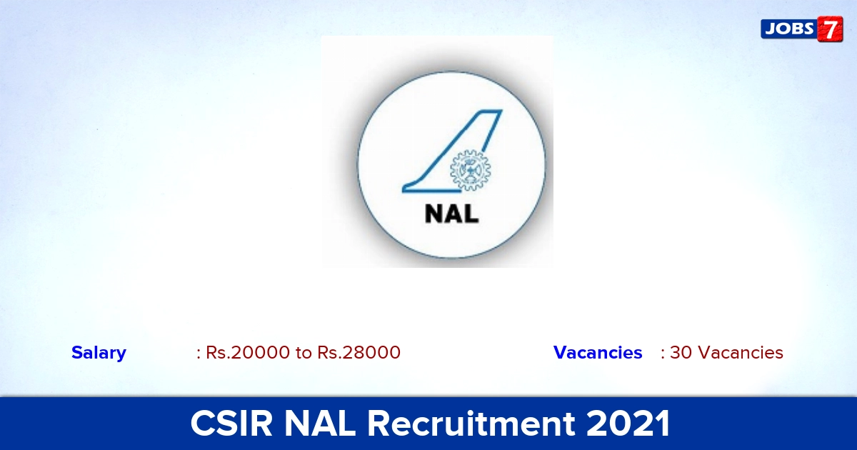 CSIR NAL Recruitment 2021 - Direct Interview for 30 Project Associate Vacancies