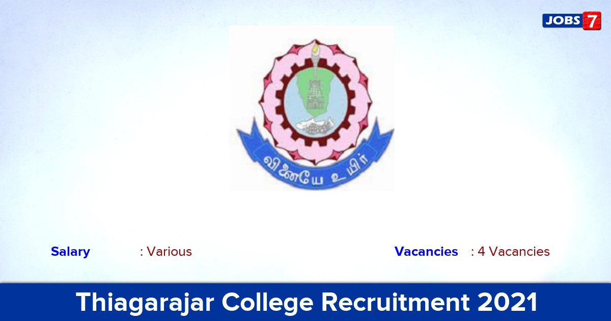 Thiagarajar College Recruitment 2021 - Apply Offline for Cleaner, Gardner Jobs