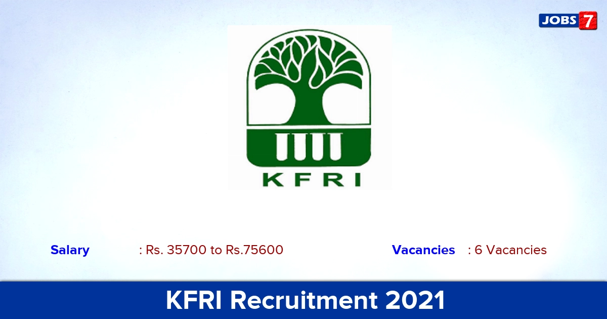 KFRI Recruitment 2021 - Apply Offline for Manager, Cook Jobs