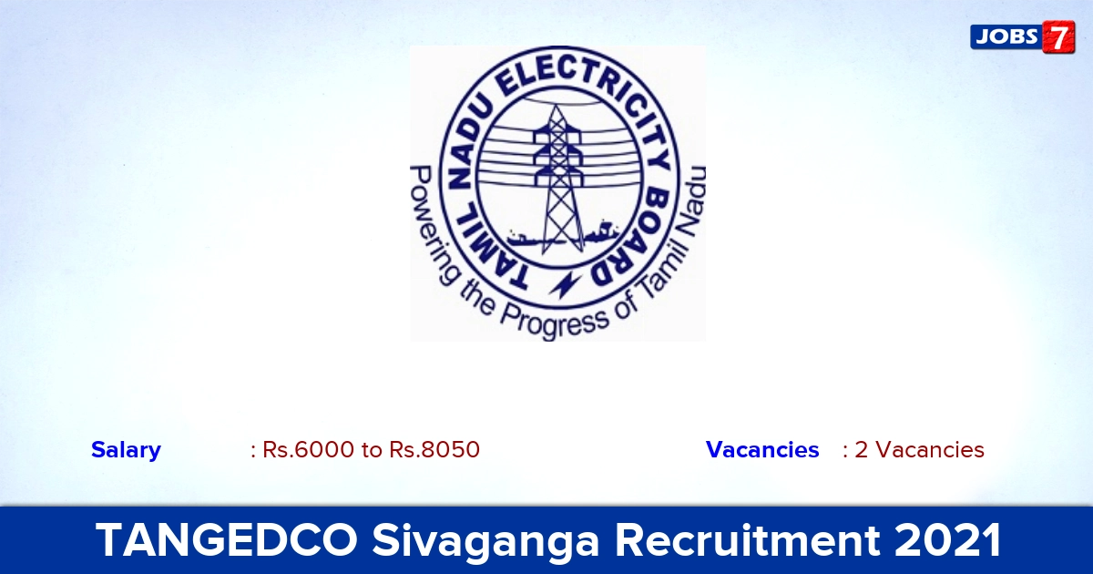 TANGEDCO Sivaganga Recruitment 2021 - Apply Online for Draughtsman Jobs