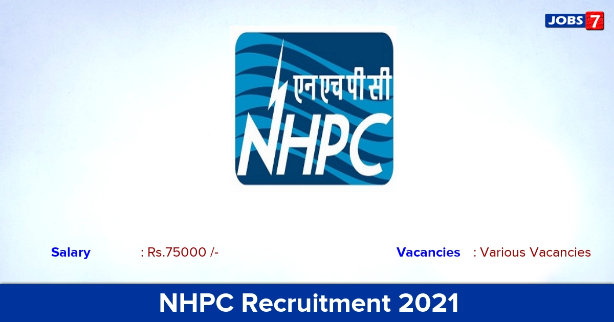 NHPC Recruitment 2021 - Apply Online for Consultant Vacancies