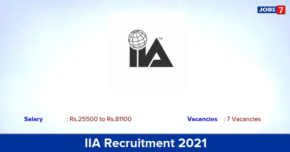 IIA Recruitment 2021 - Apply Online for UDC, Administrative Assistant Jobs