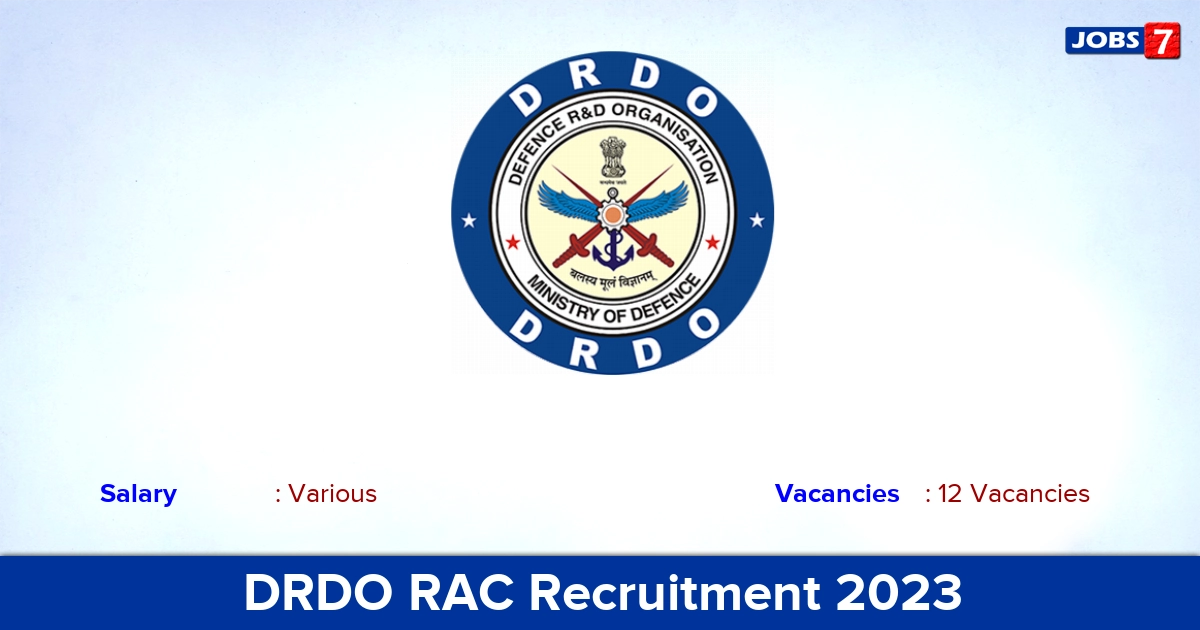 DRDO RAC Recruitment 2023 - Apply Online for 12 Engineering Vacancies