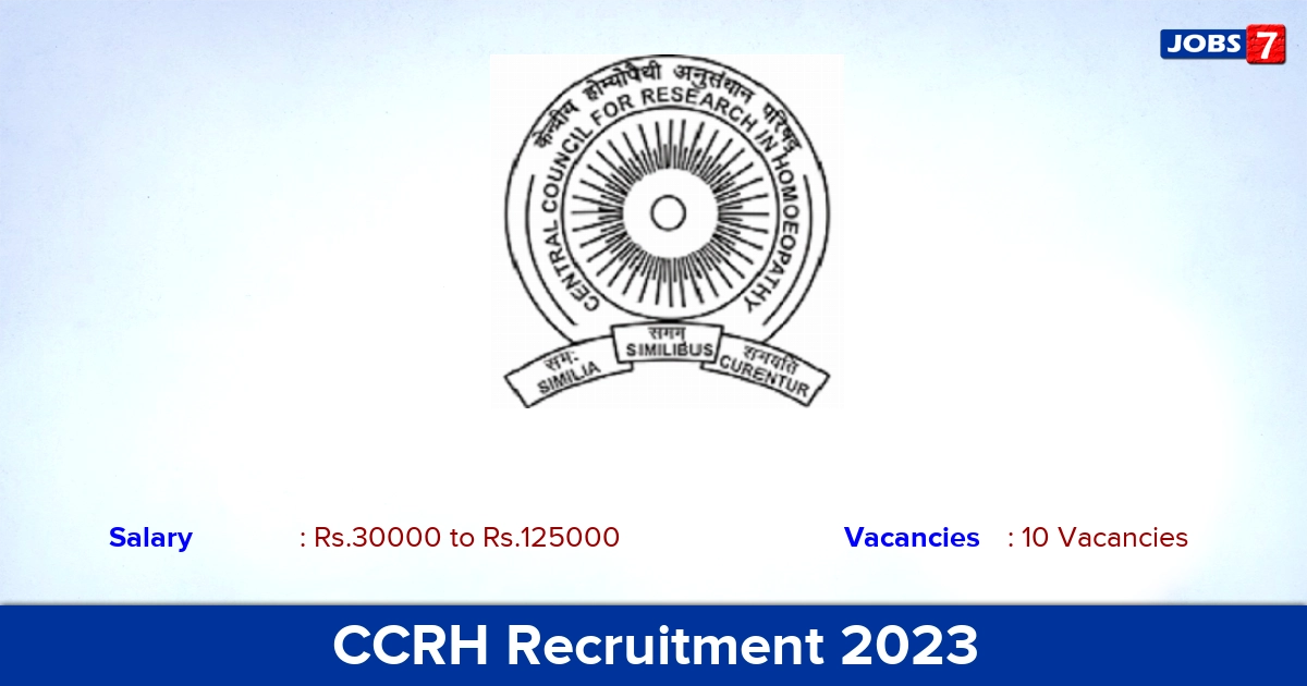 CCRH Recruitment 2023 - Apply Offline for 10 Consultant, Professor Vacancies