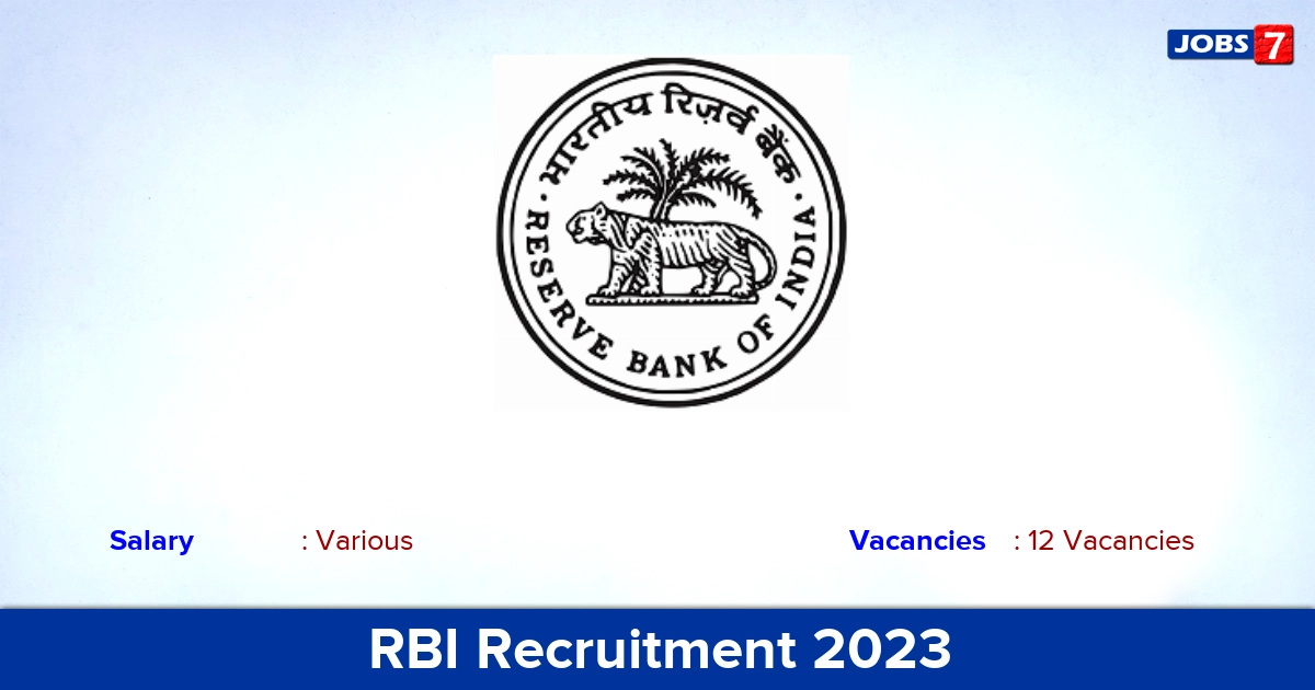 RBI Recruitment 2023 - Apply Online for 12 Manager, Legal Officer Vacancies