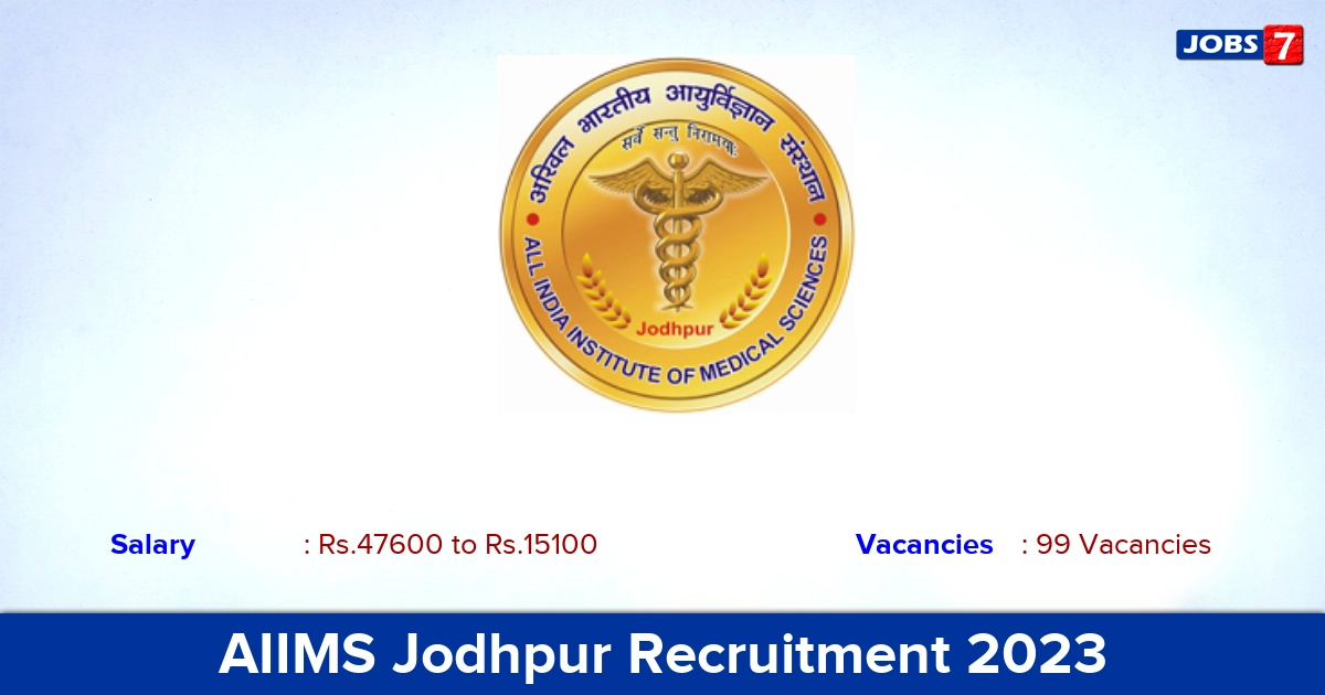 AIIMS Jodhpur Recruitment 2023 - Apply Online for 99 Senior Nursing Officer Vacancies