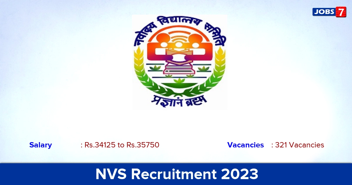 NVS Recruitment 2023 - Apply Online for 321 PGT, TGT Vacancies