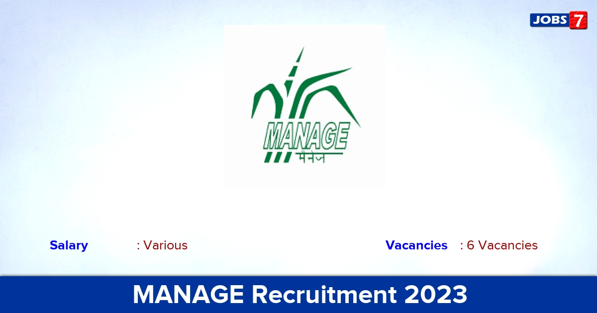 MANAGE Recruitment 2023 - Apply Online for Manager, Consultant Jobs