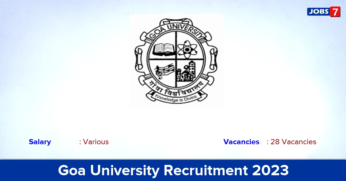 Goa University Recruitment 2023 - Direct Interview for 28 Assistant Professor Vacancies