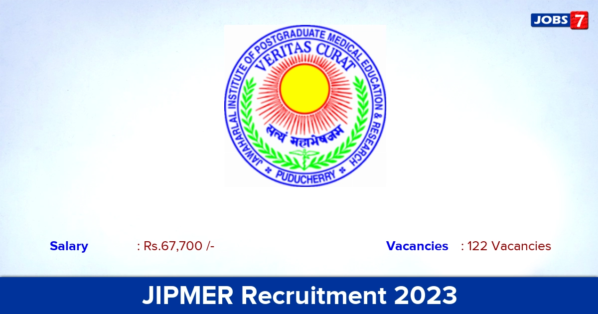 JIPMER Recruitment 2023 - Senior Resident Jobs, 122 Vacancies! Apply Now