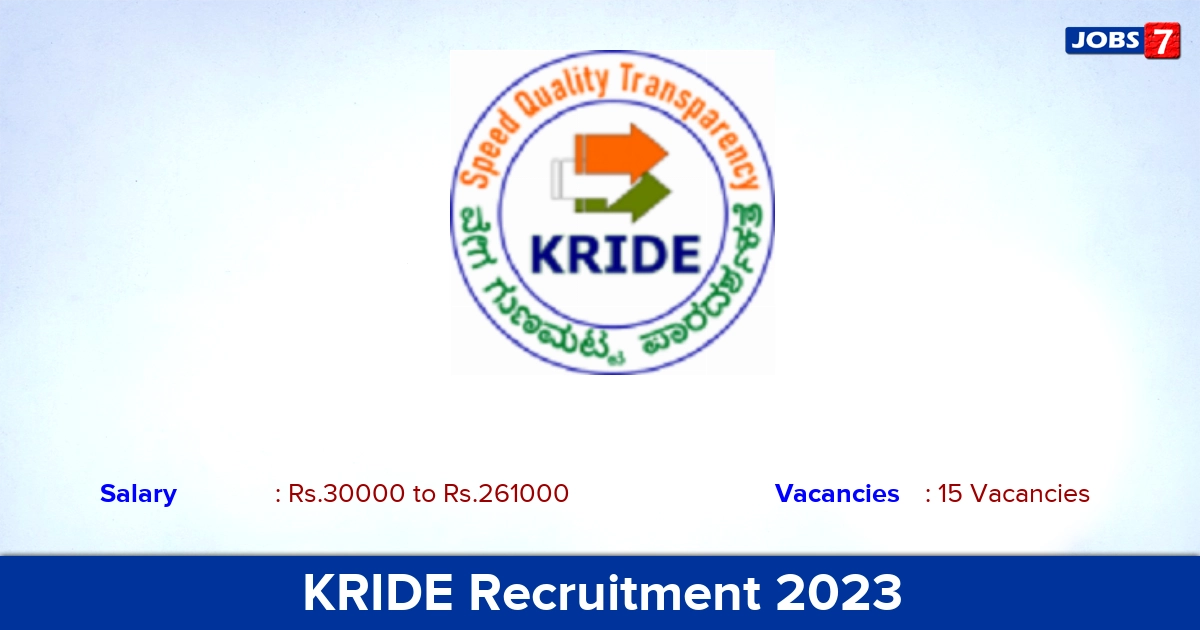 KRIDE Recruitment 2023 - Apply Online for 15 GM, Senior Executive Vacancies