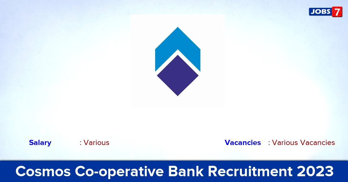 Cosmos Co-operative Bank Recruitment 2023 - Apply Offline for Clerk, Manager Vacancies