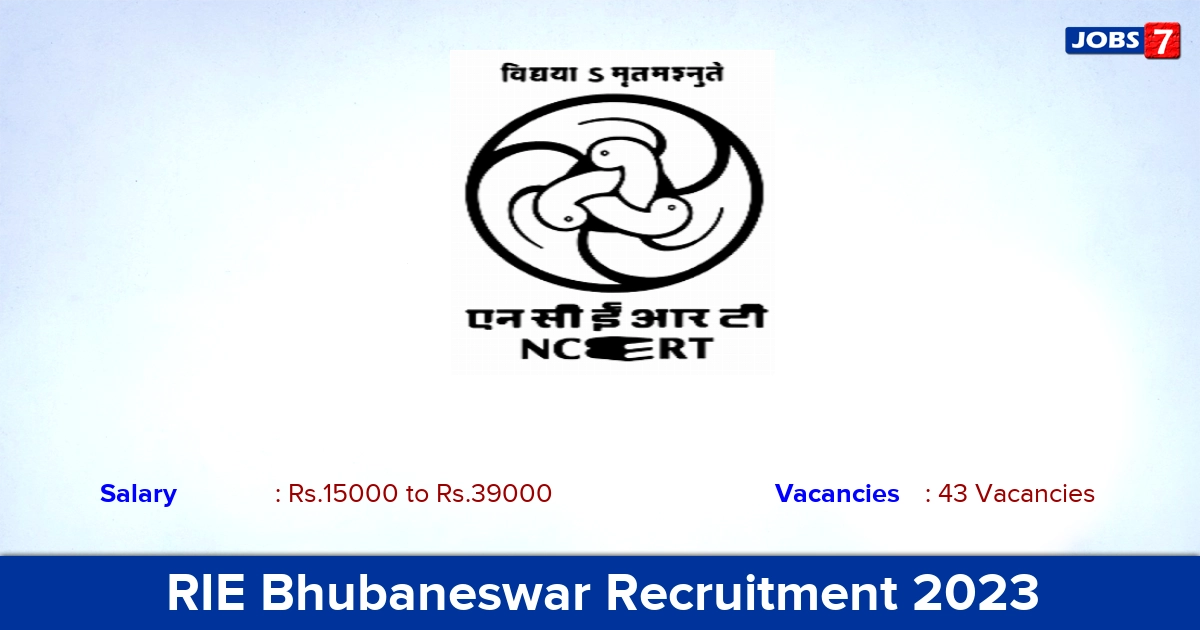 RIE Bhubaneswar Recruitment 2023 - Apply Offline for 43  Lab Assistant , TGT Vacancies