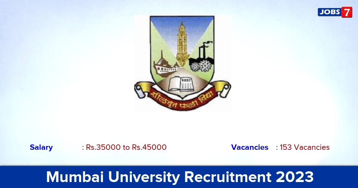 Mumbai University Recruitment 2023 - Apply Online for 153 Ad-hoc Teacher Vacancies