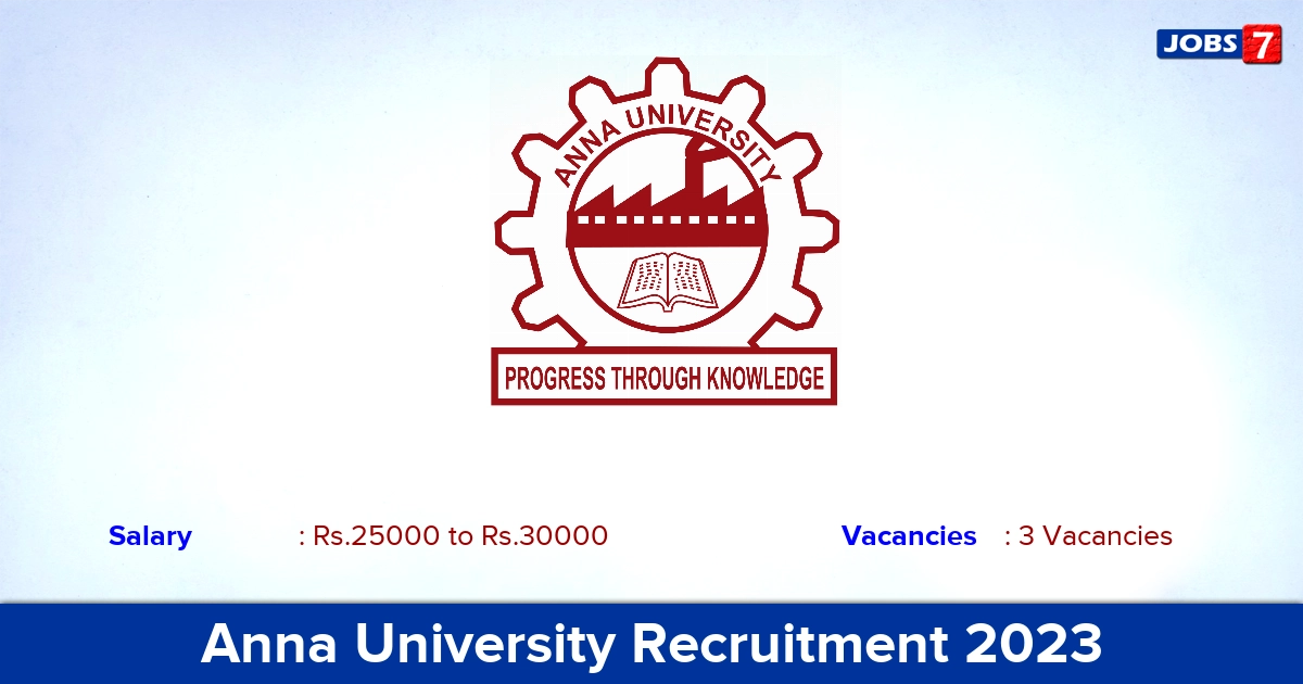 Anna University Recruitment 2023 - Apply Offline for Project Associate, Skilled Assistant Jobs