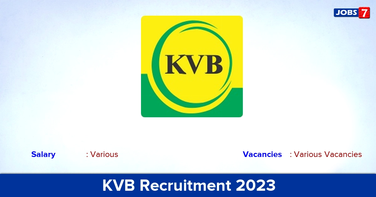 KVB Recruitment 2023 - Apply Online for Business Development Executive & Manager Vacancies