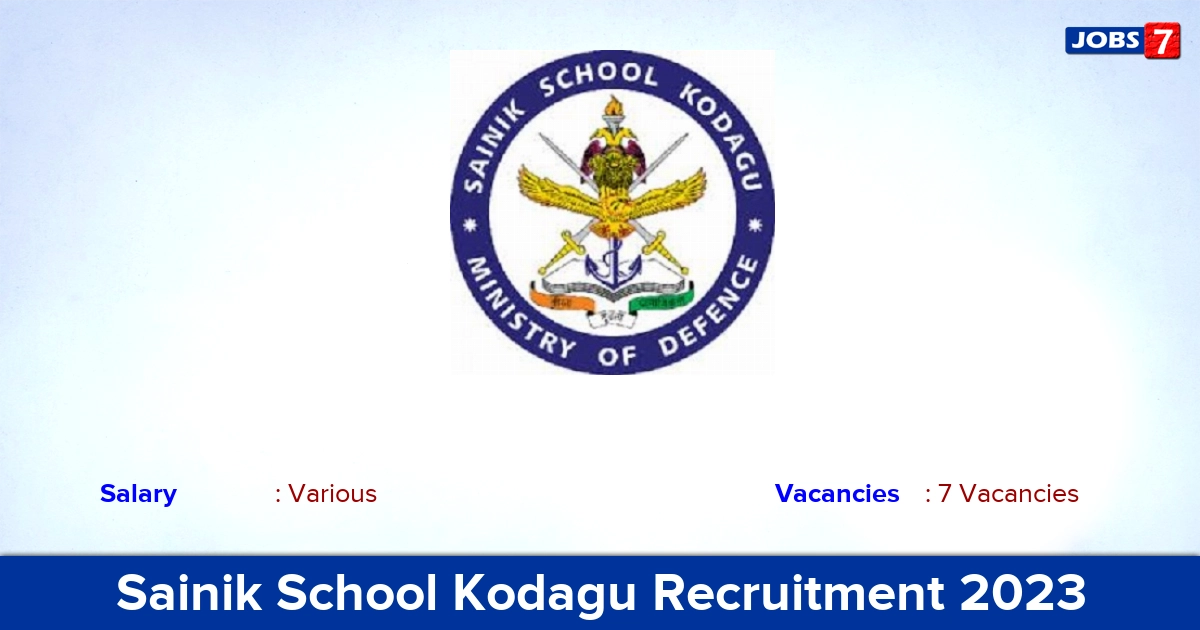Sainik School Kodagu Recruitment 2023 - Apply Offline for Ward boy, Counsellor Jobs