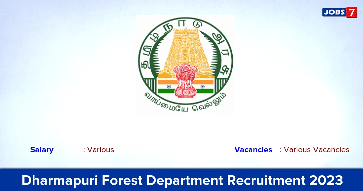 Dharmapuri Forest Department Recruitment 2023 - Apply Offline for DEO, Technical Assistant Vacancies