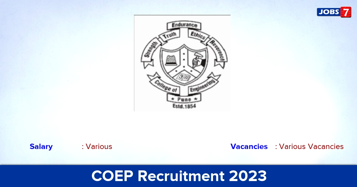 COEP Recruitment 2023 - Apply Offline for Purchase officer/ Assistant Store Manager Vacancies