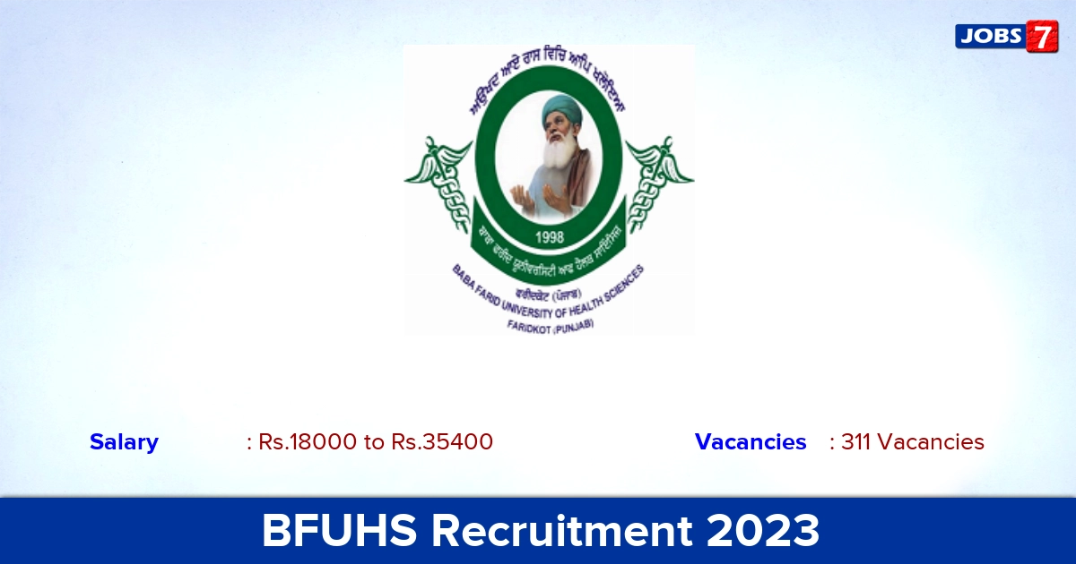 BFUHS Recruitment 2023 - Apply Online for 311 Technician, Staff Nurse Vacancies