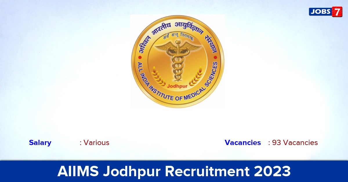 AIIMS Jodhpur Recruitment 2023 - Apply Online for 93 Technical Assistant/Technician Vacancies
