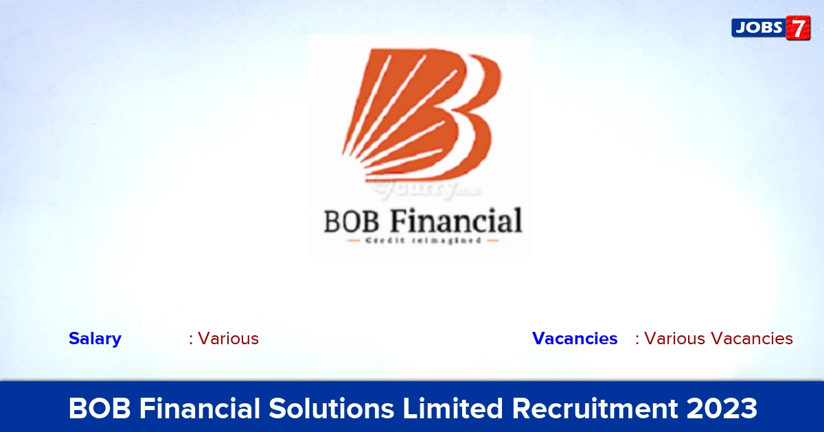BOB Financial Solutions Limited Recruitment 2023 - Apply Online for Manager Vacancies