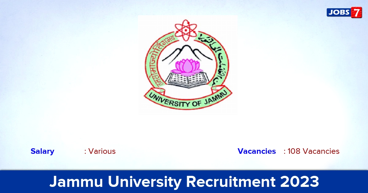Jammu University Recruitment 2023 - Apply Online for 108 Professor Vacancies