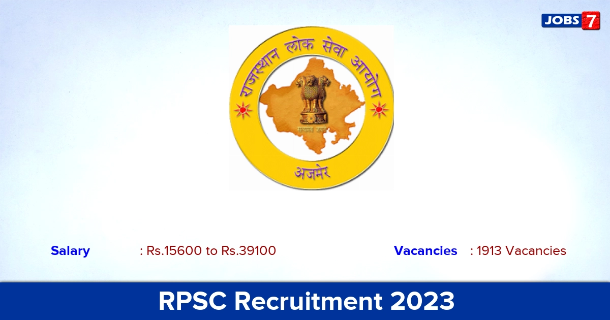 RPSC Recruitment 2023 - Apply Online for 1913 Assistant Professor Vacancies