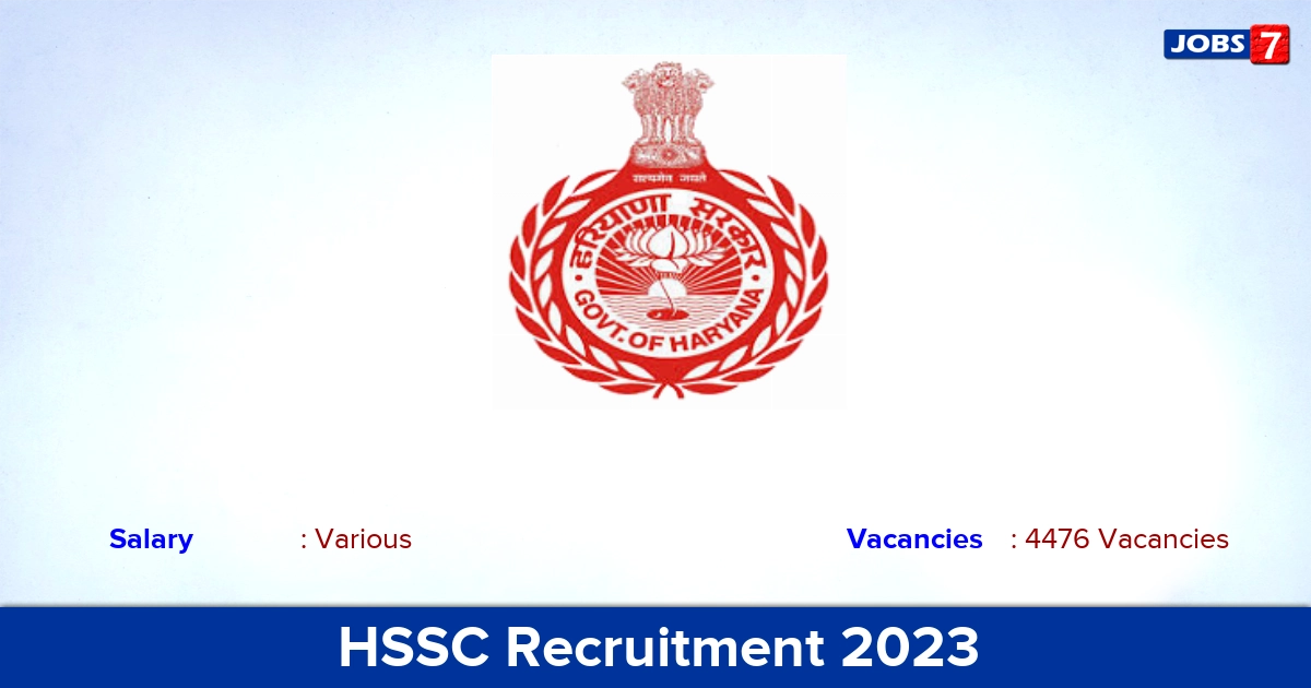 HSSC Recruitment 2023 - Apply Online for 4476 PGT Vacancies! Salary: Rs. 47,600 – 1,51,100/- PM