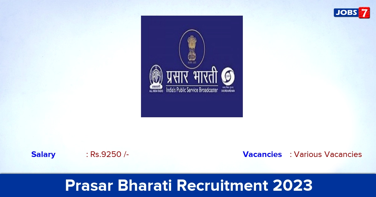 Prasar Bharati Recruitment 2023 - Apply Offline for Part Time Correspondent Vacancies
