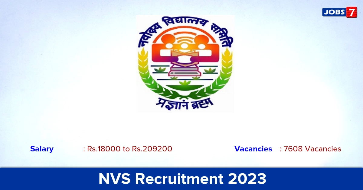 NVS Recruitment 2023 - Apply Online for 7608  TGT, PGT Vacancies