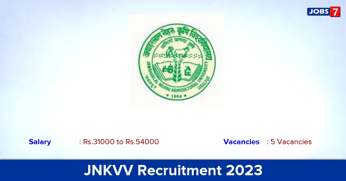 JNKVV Recruitment 2023 - Apply Offline for Research Associate, SRF Jobs
