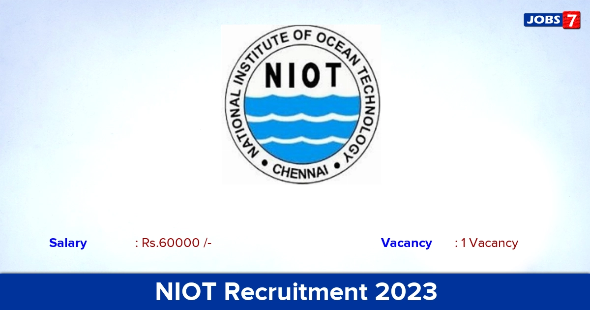 NIOT Recruitment 2023 - Apply Offline for Consultant Jobs