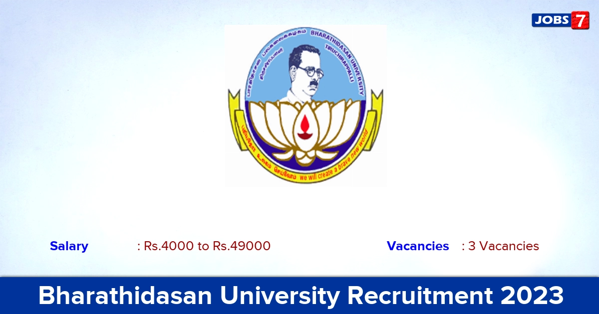 Bharathidasan University Recruitment 2023 - Apply Online for Research Associate, Student Intern Jobs