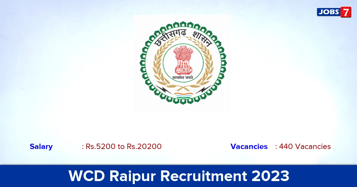 WCD Raipur Recruitment 2023 - Apply Online for 440 Supervisor Vacancies