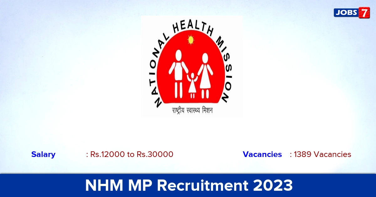 NHM MP Recruitment 2023 - Apply Online for 1389 ANM, Sub Engineer Vacancies