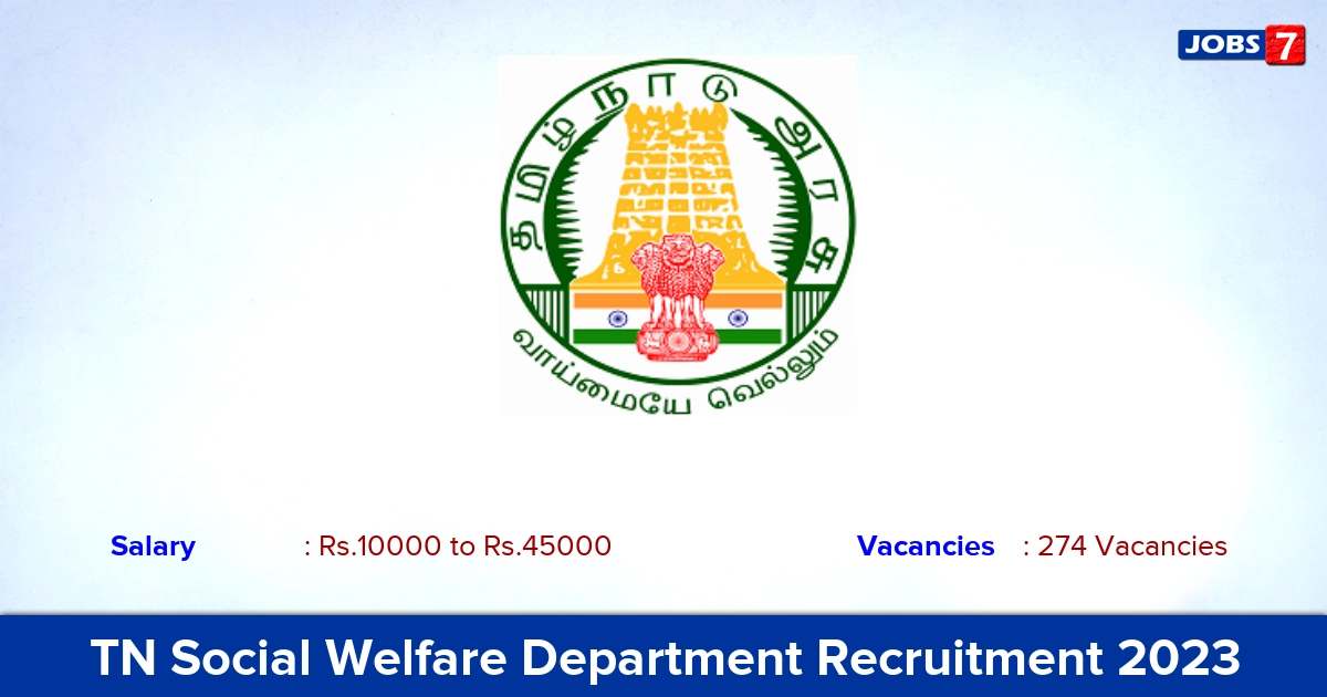 TN Social Welfare Department Recruitment 2023 - Apply Online for 274 Accounts Assistant, MTS Vacancies