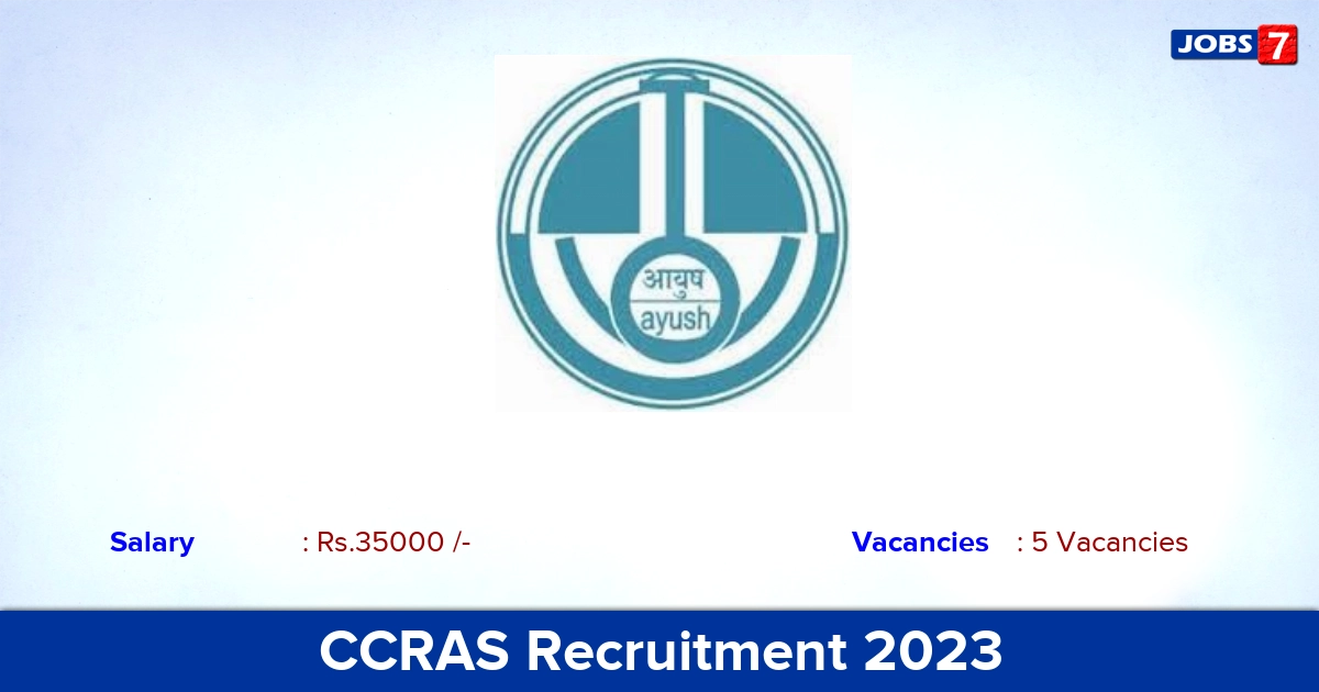 CCRAS Recruitment 2023 - Apply Offline for SRF Jobs