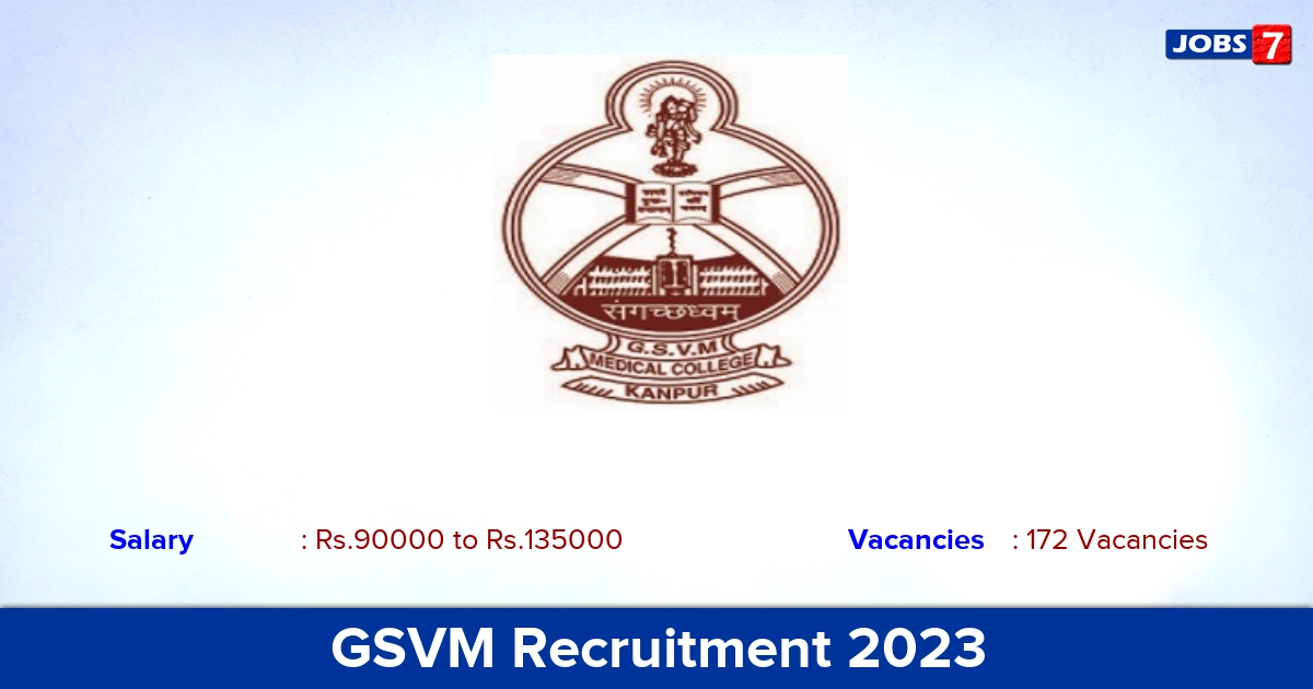 GSVM Recruitment 2023 - Apply Offline for 172 Professor Vacancies