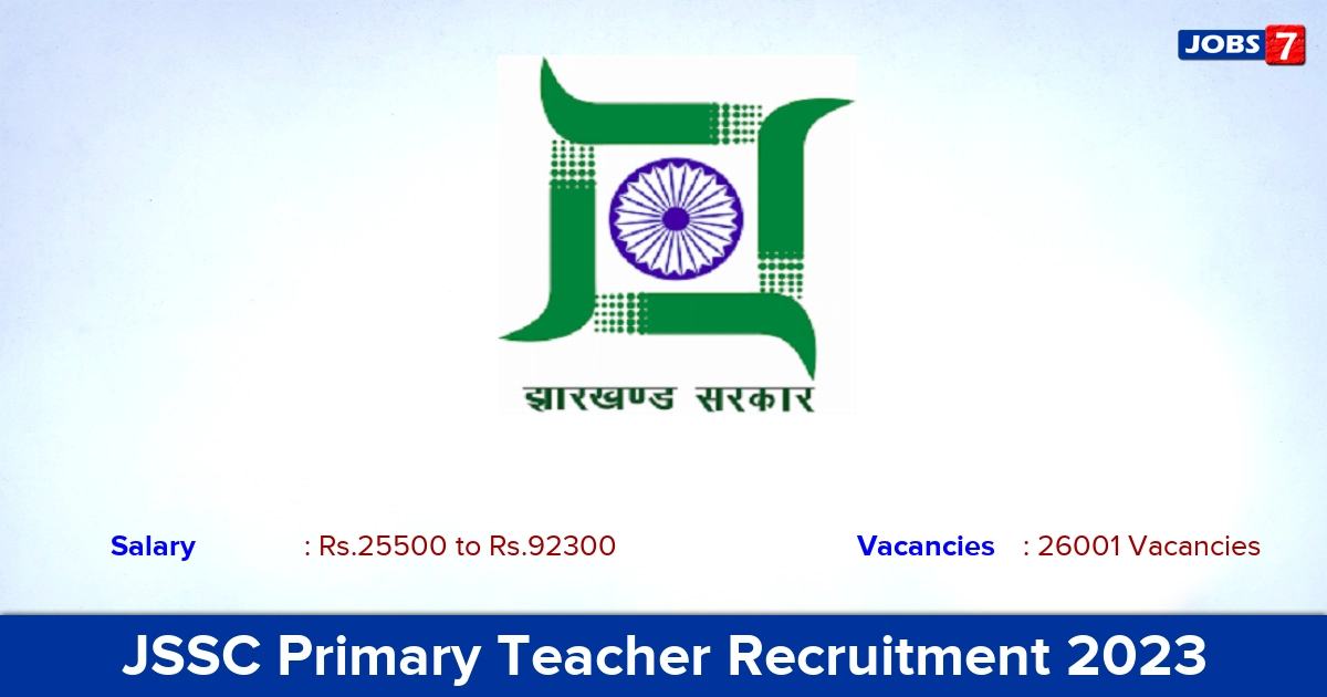 JSSC Primary Teacher Recruitment 2023 - Apply Online for 26001 Vacancies