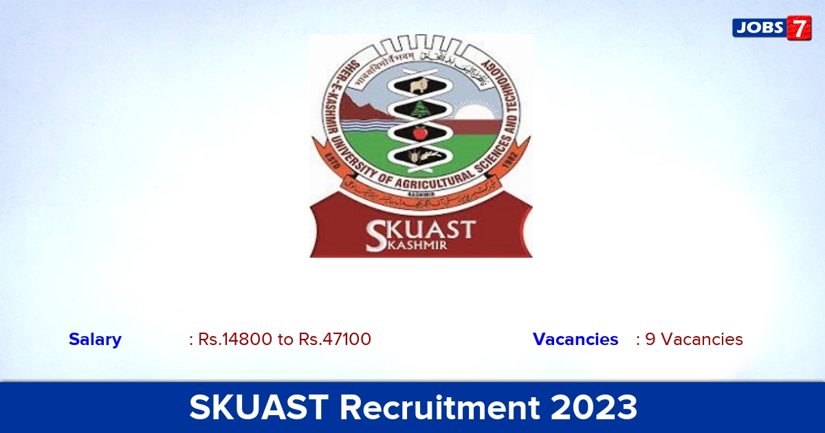 SKUAST Recruitment 2023 - Apply Online for Cleaner, Cook Jobs