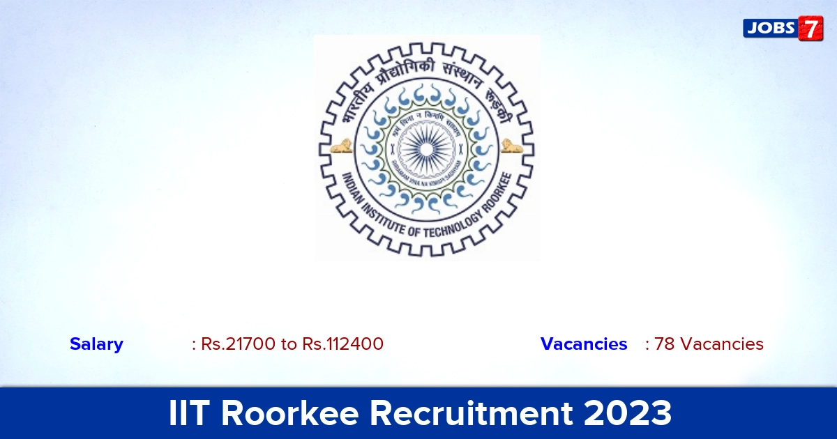 IIT Roorkee Recruitment 2023 - Apply Online for 78 Junior Assistant Vacancies