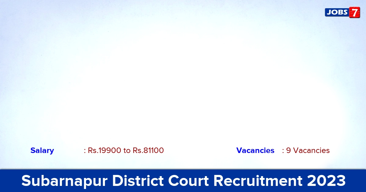 Subarnapur District Court Recruitment 2023 - Apply Offline for Stenographer Jobs