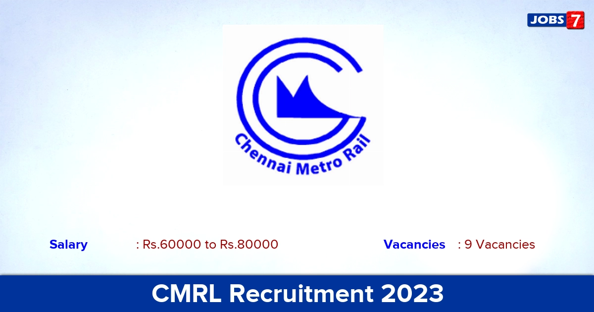 CMRL Recruitment 2023 - Apply Online for Manager Jobs